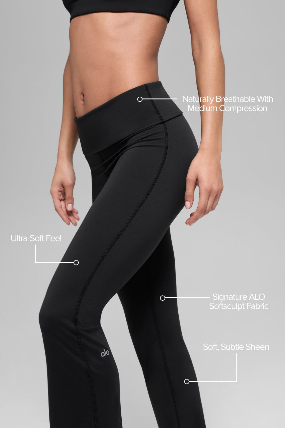 ALO Softsculpt Foldover Flare Legging (Regular) - Black--2