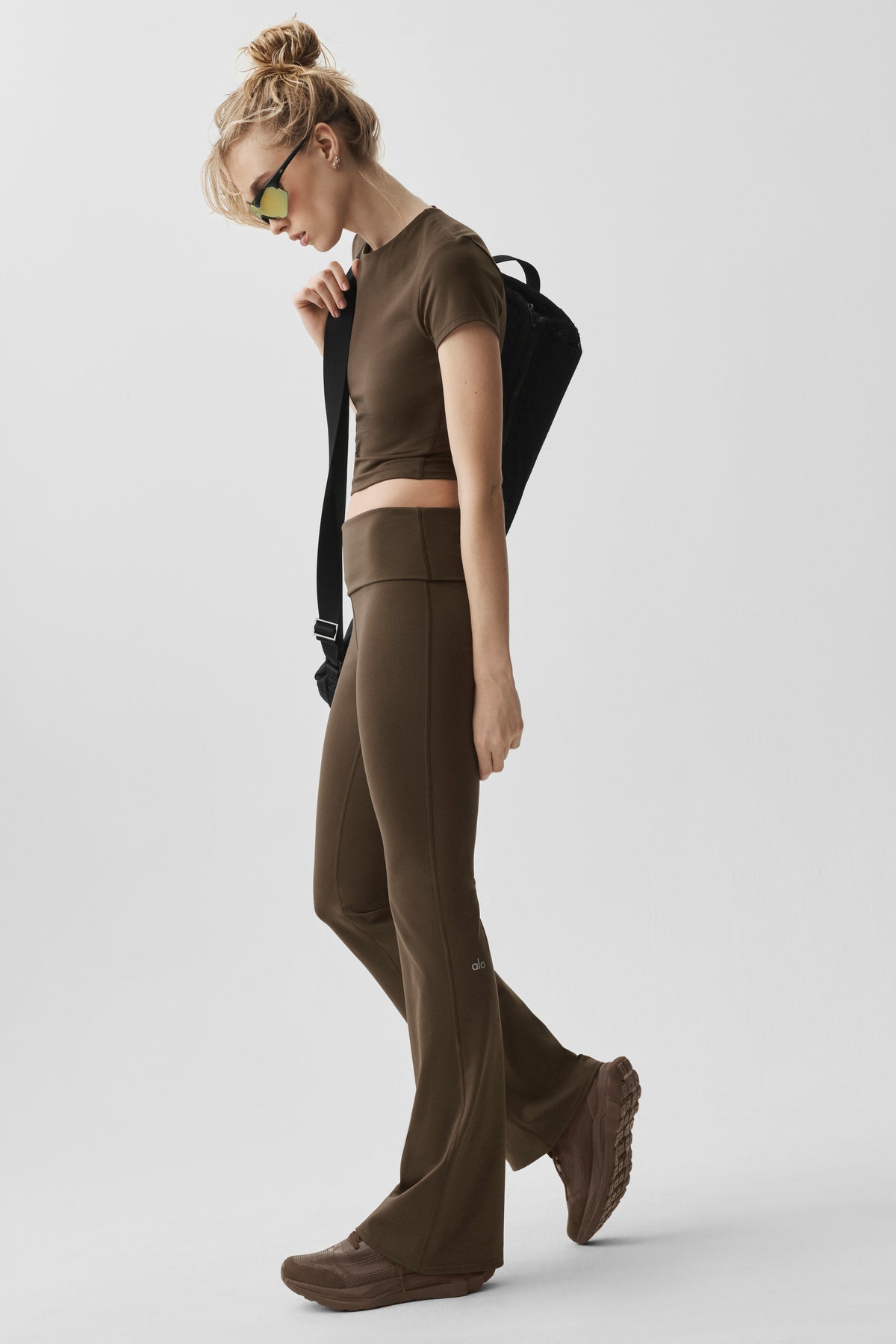 ALO Softsculpt Foldover Flare Legging (Regular) - Espresso--4