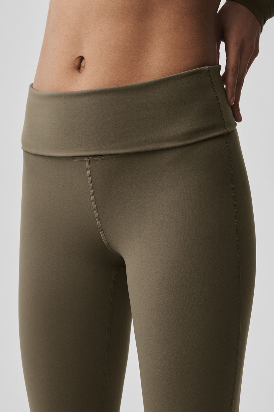 ALO Softsculpt Foldover Flare Legging (Regular) - Olive Tree--3
