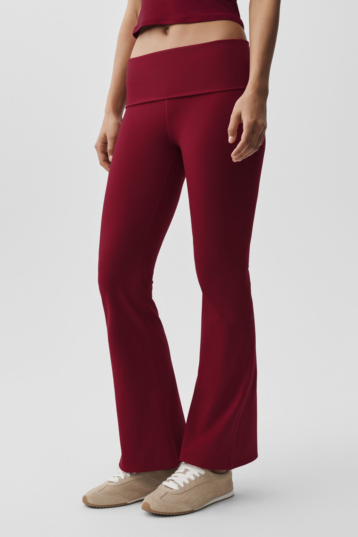 ALO Softsculpt Foldover Flare Legging (Regular) - Summer Romance Red--2