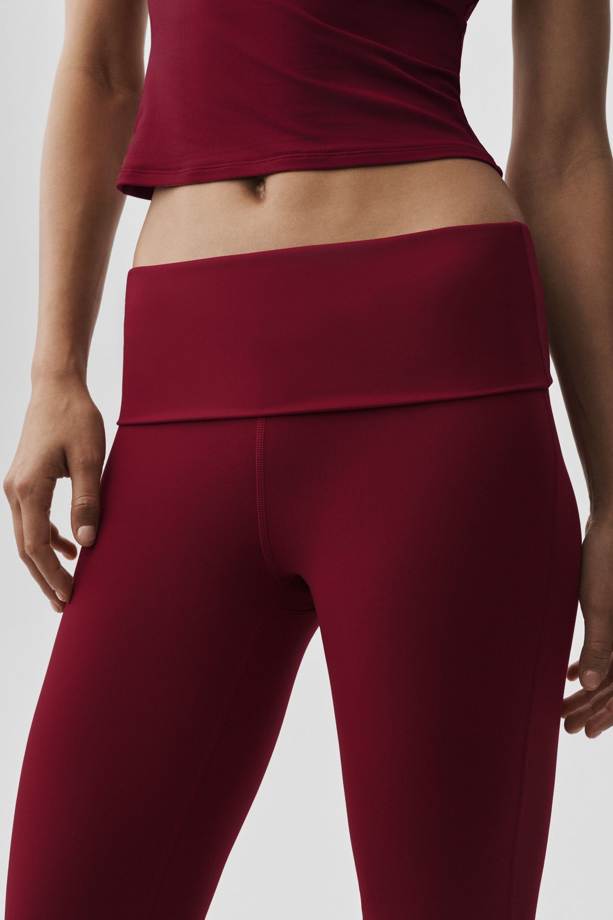 ALO Softsculpt Foldover Flare Legging (Regular) - Summer Romance Red--3