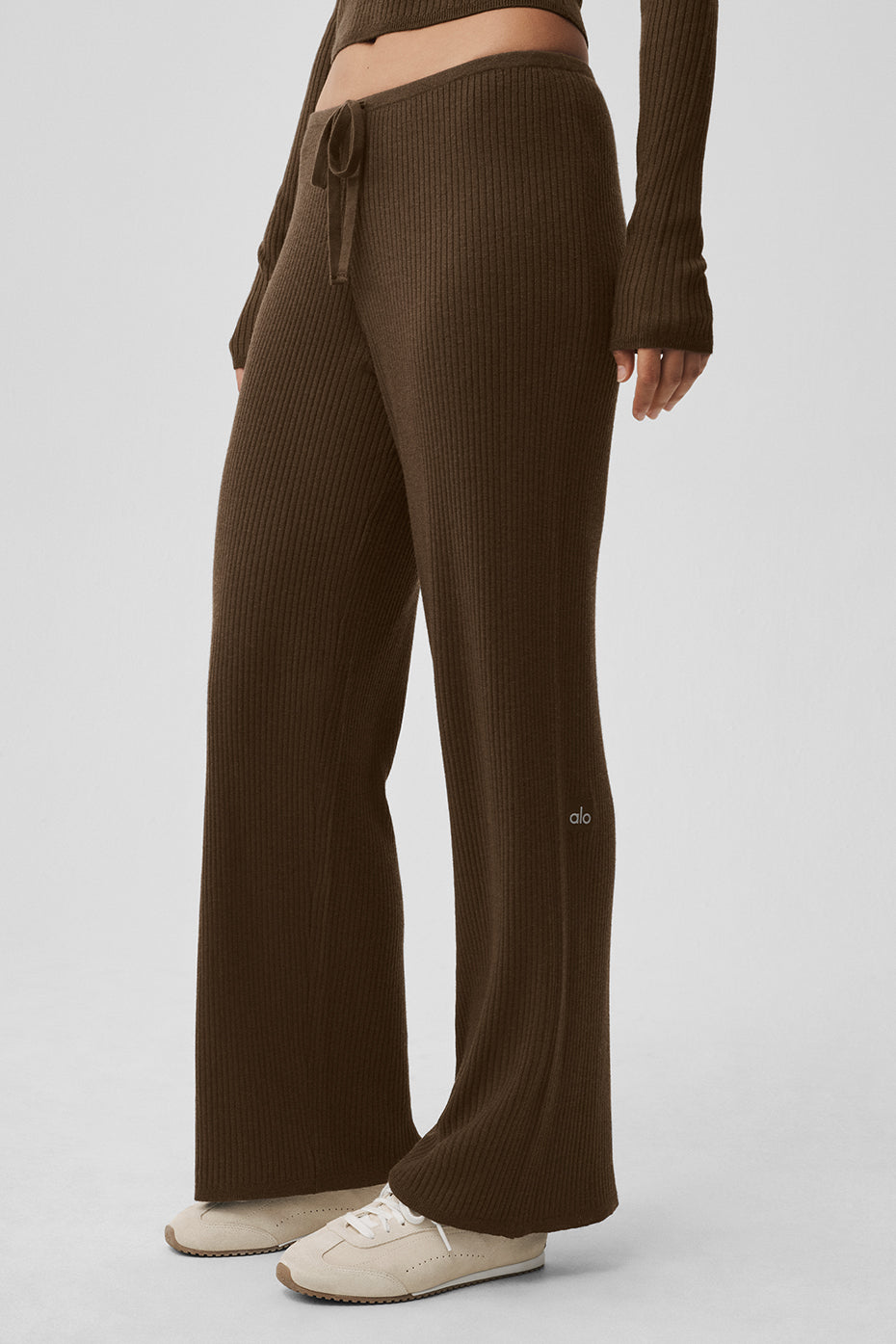 Sweater Knit Mid-Rise Unwind Wide Leg Pant - Espresso--2