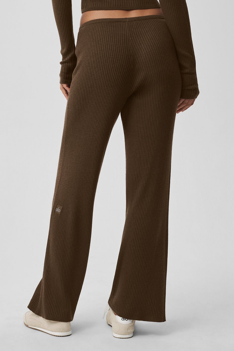Sweater Knit Mid-Rise Unwind Wide Leg Pant - Espresso--3