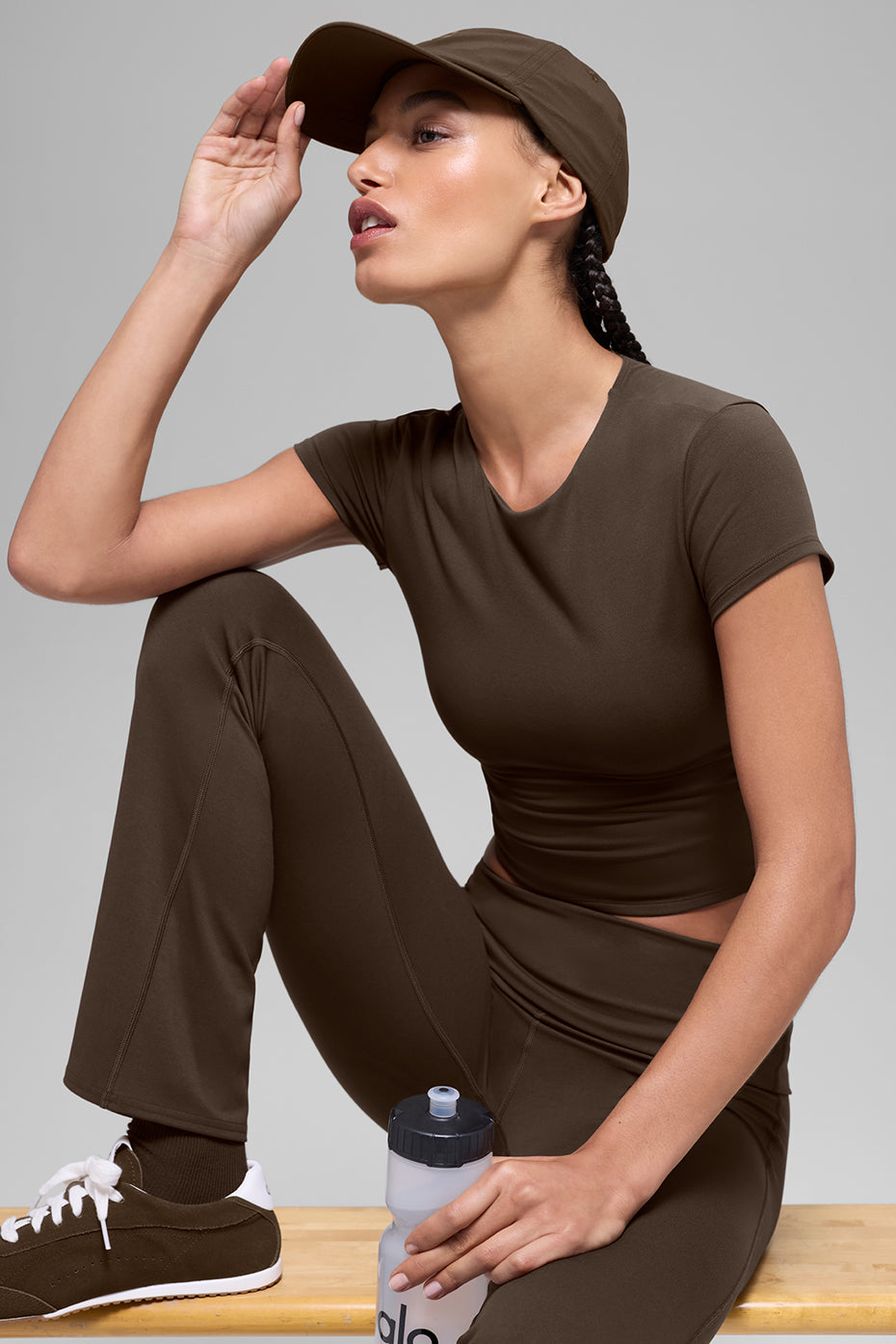 ALO Softsculpt Foldover Flare Legging (Short) - Espresso--5