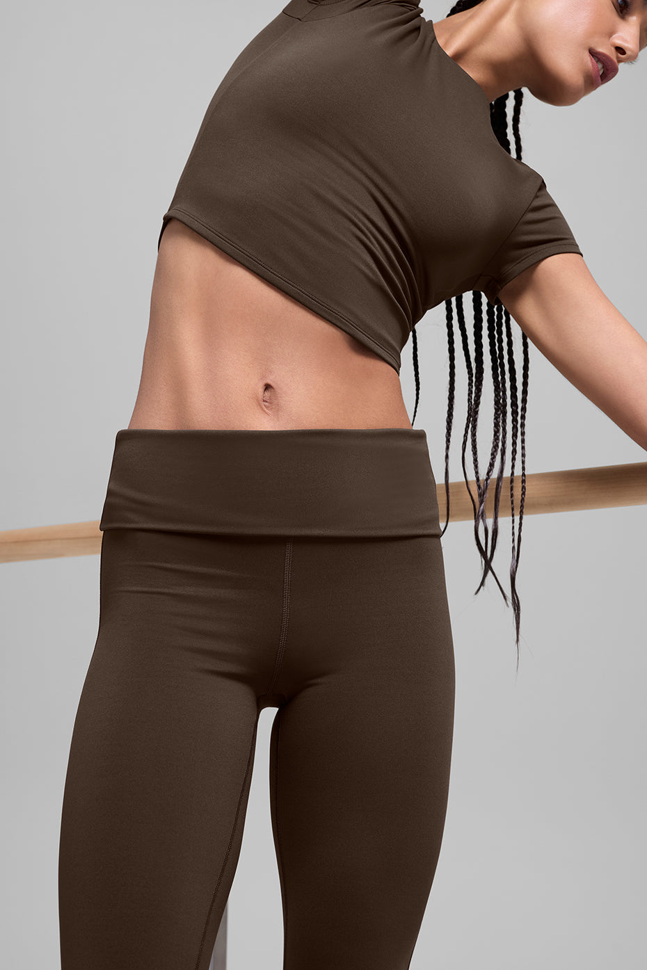 ALO Softsculpt Foldover Flare Legging (Short) - Espresso--4