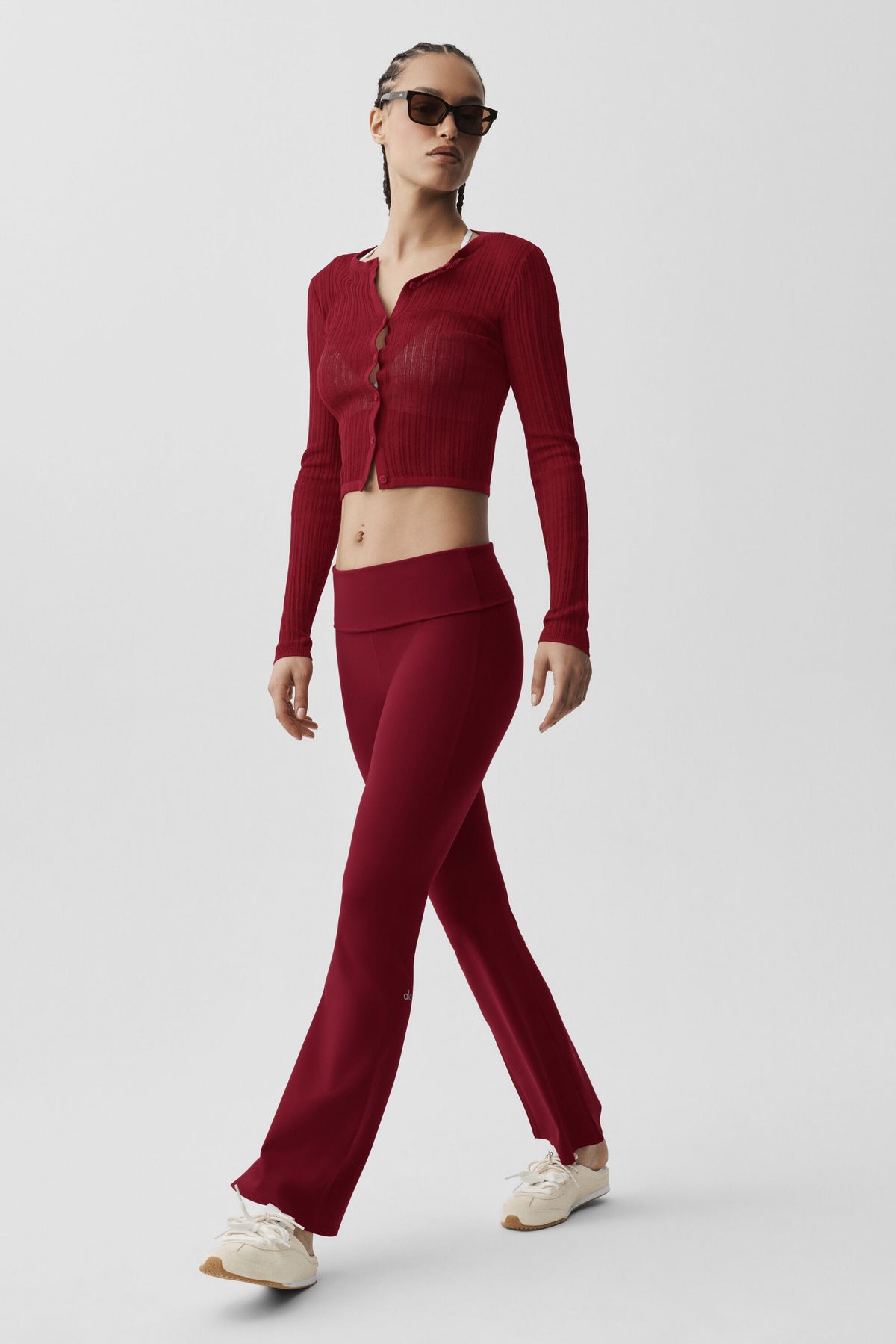 ALO Softsculpt Foldover Flare Legging (Short) - Summer Romance Red--4