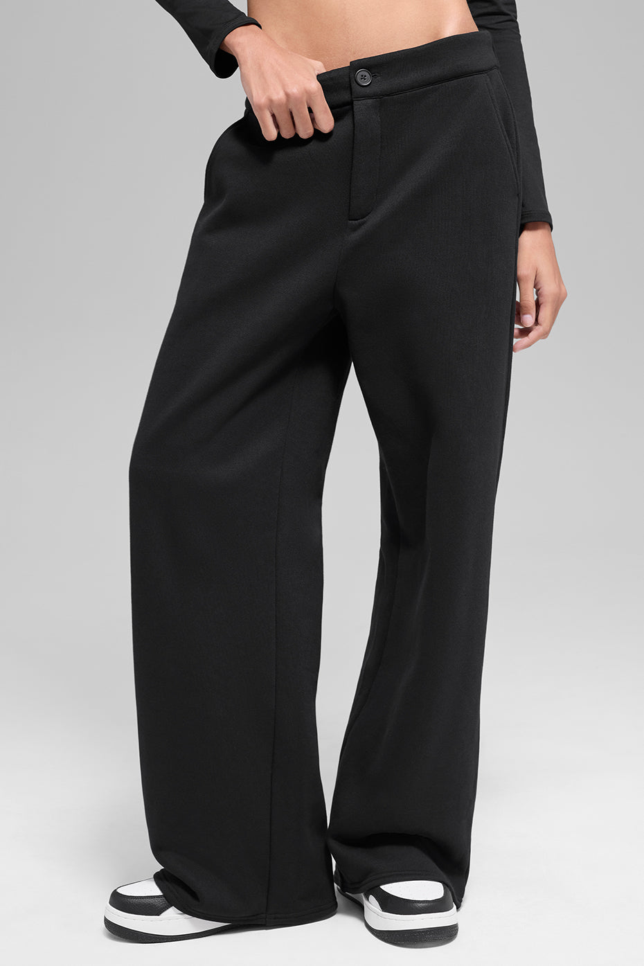 High-Waist Sweatpant Trouser - Black--0
