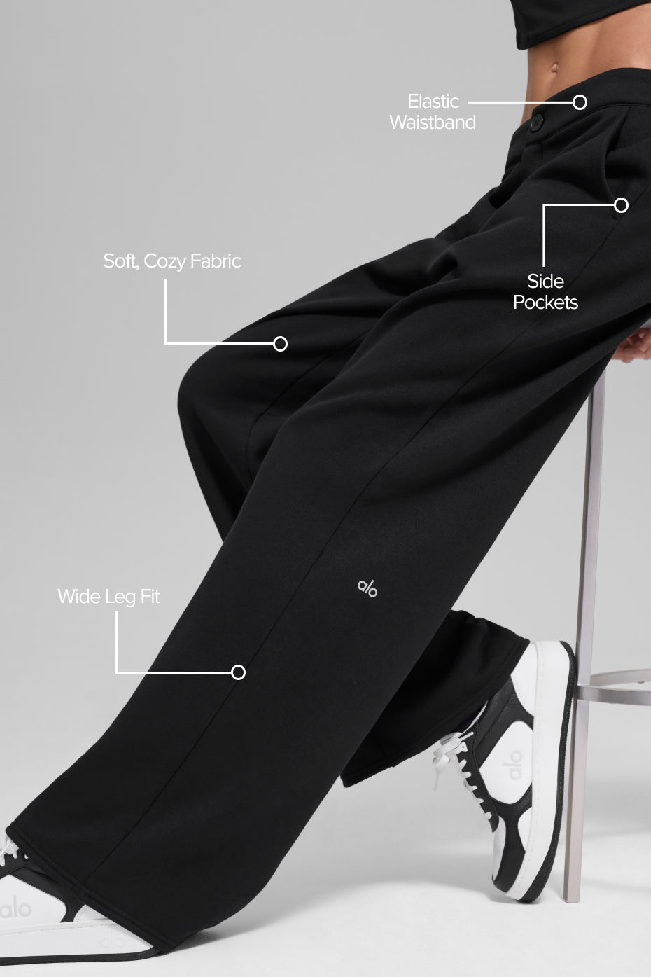 High-Waist Sweatpant Trouser - Black--1
