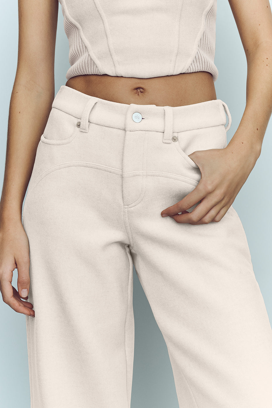 Wool Blend Nightcap Wide Leg Pant - Cafe Au Lait--2