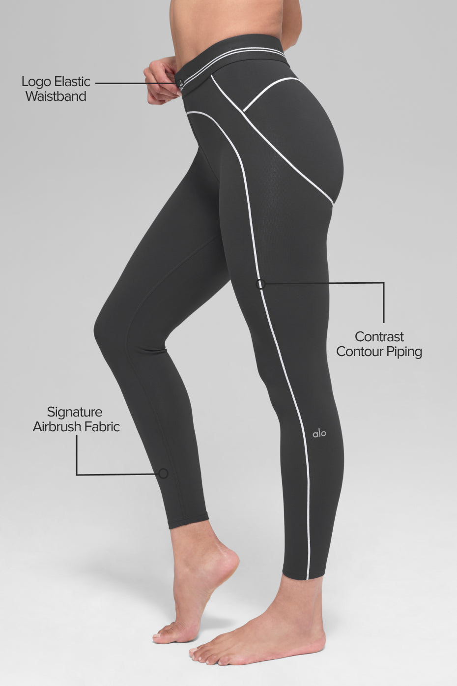 Airbrush High-Waist 7/8 Heart Throb Legging - Anthracite/White--1