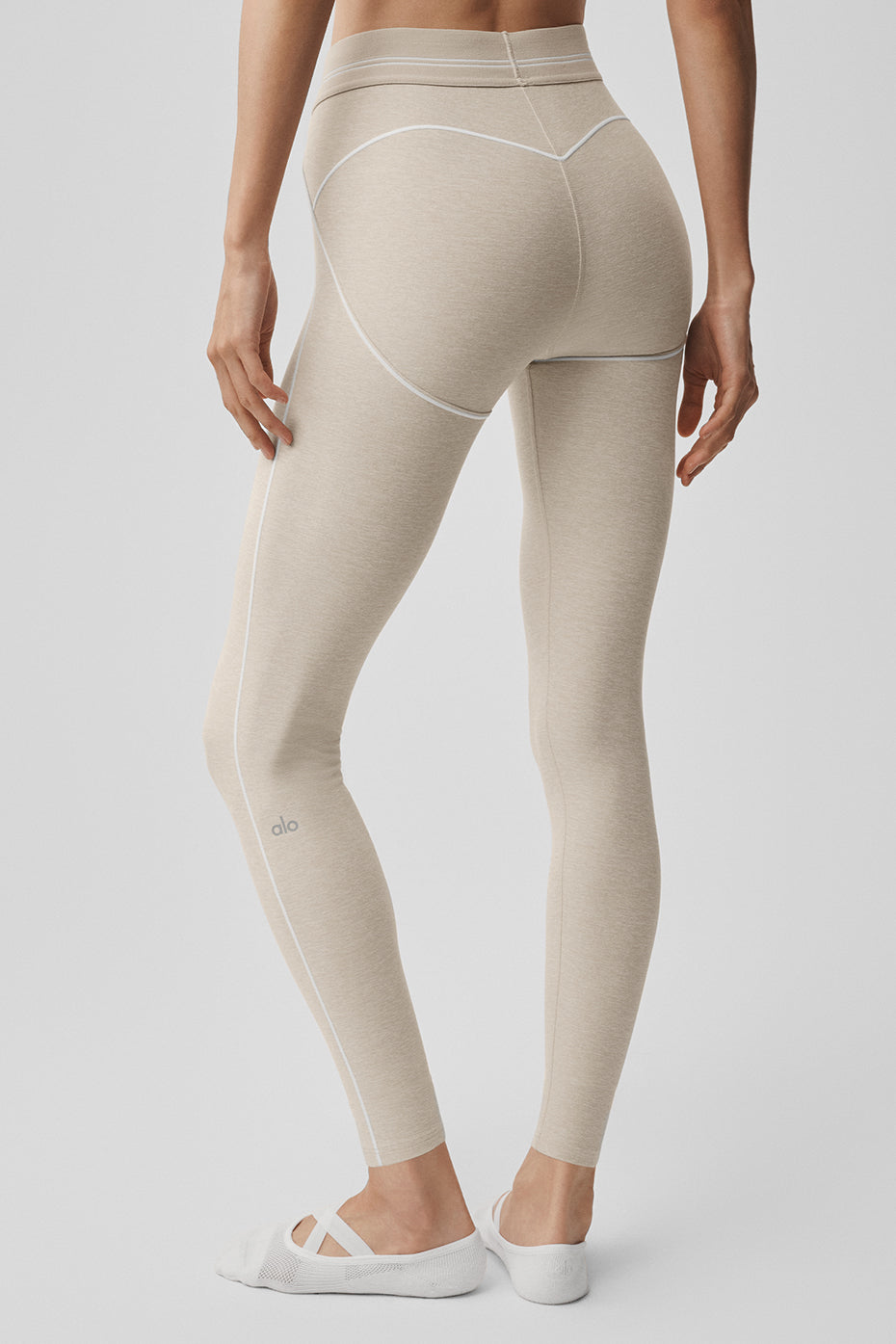 7/8 High-Waist Alosoft Heart Throb Legging - Oatmeal Heather/White--1