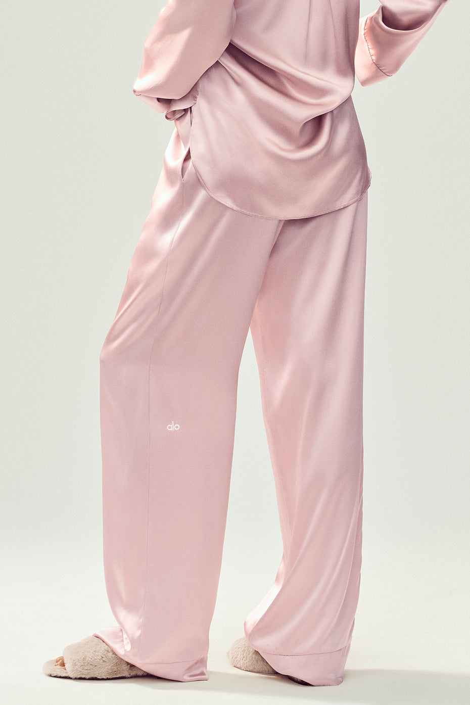 Silk Luminous Pant (Long) - Pink Champagne--1