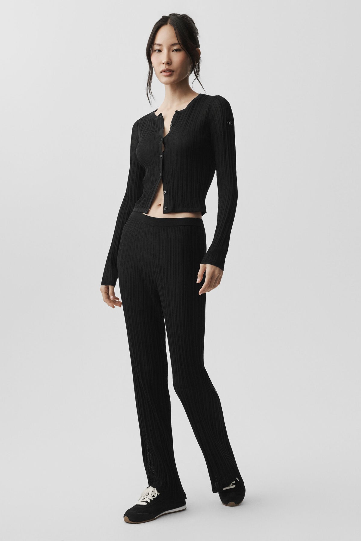 Sweater High-Waist Sunlit Straight Leg Pant - Black--4