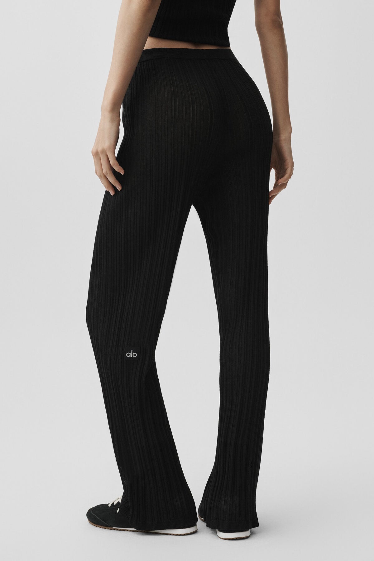 Sweater High-Waist Sunlit Straight Leg Pant - Black--2