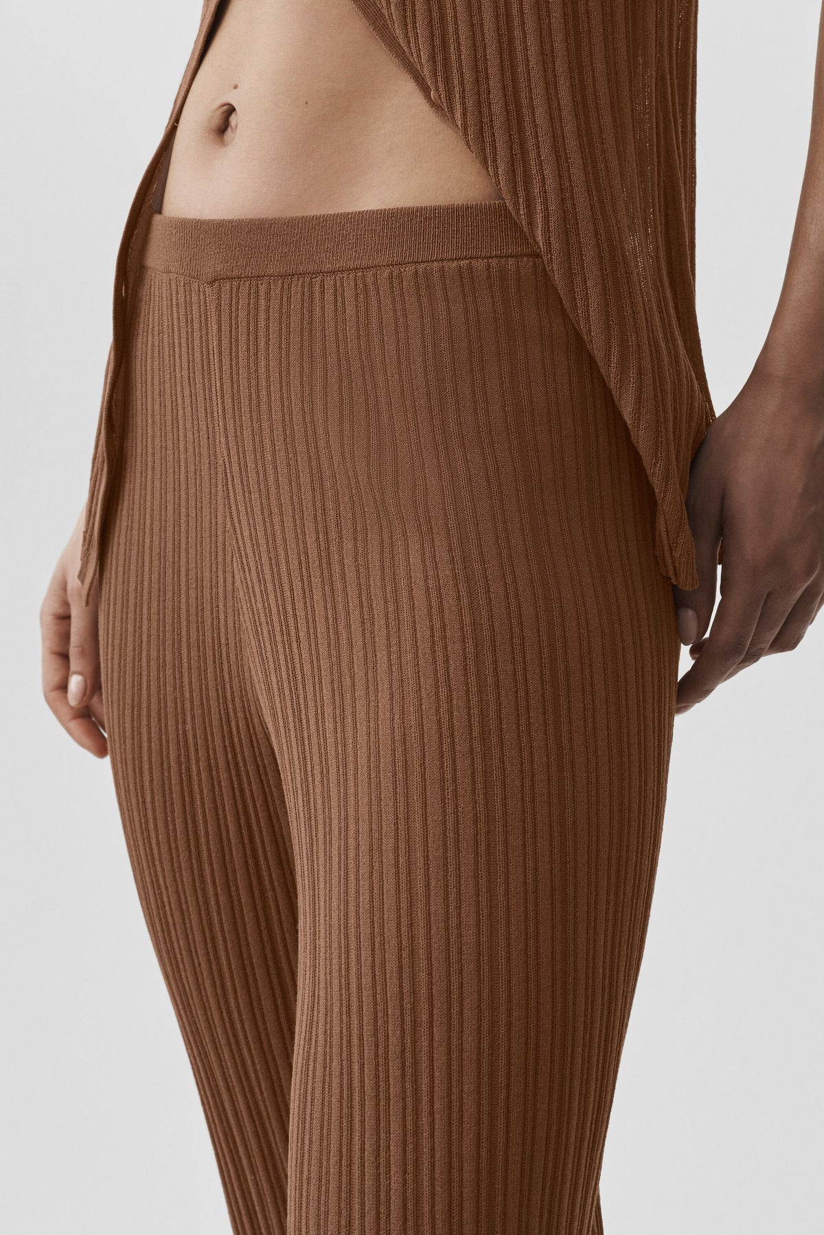 Sweater High-Waist Sunlit Straight Leg Pant - Sun Kissed Brown--1