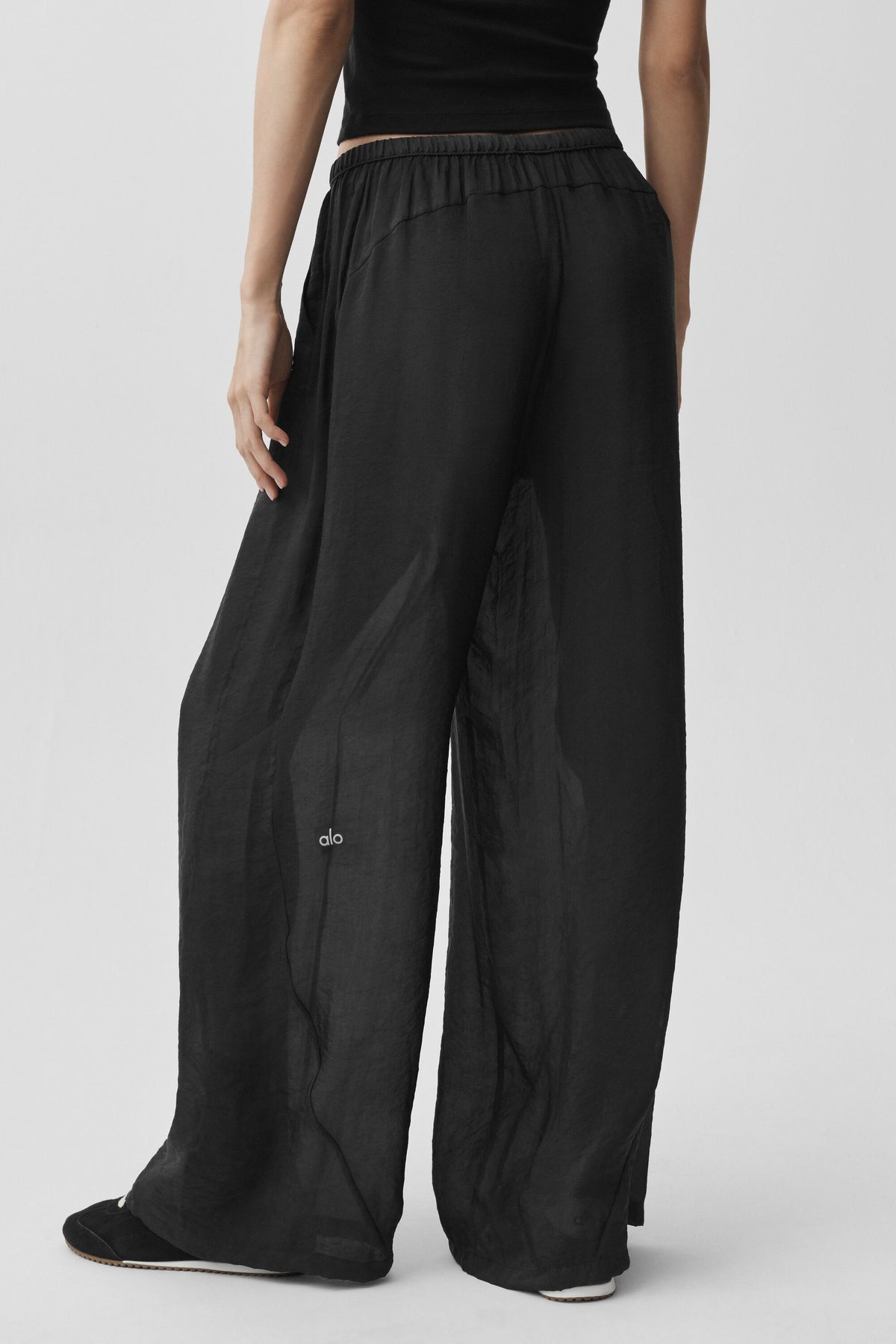 Semi-Sheer Golden Hour High-Waist Straight Leg Pant - Black--3