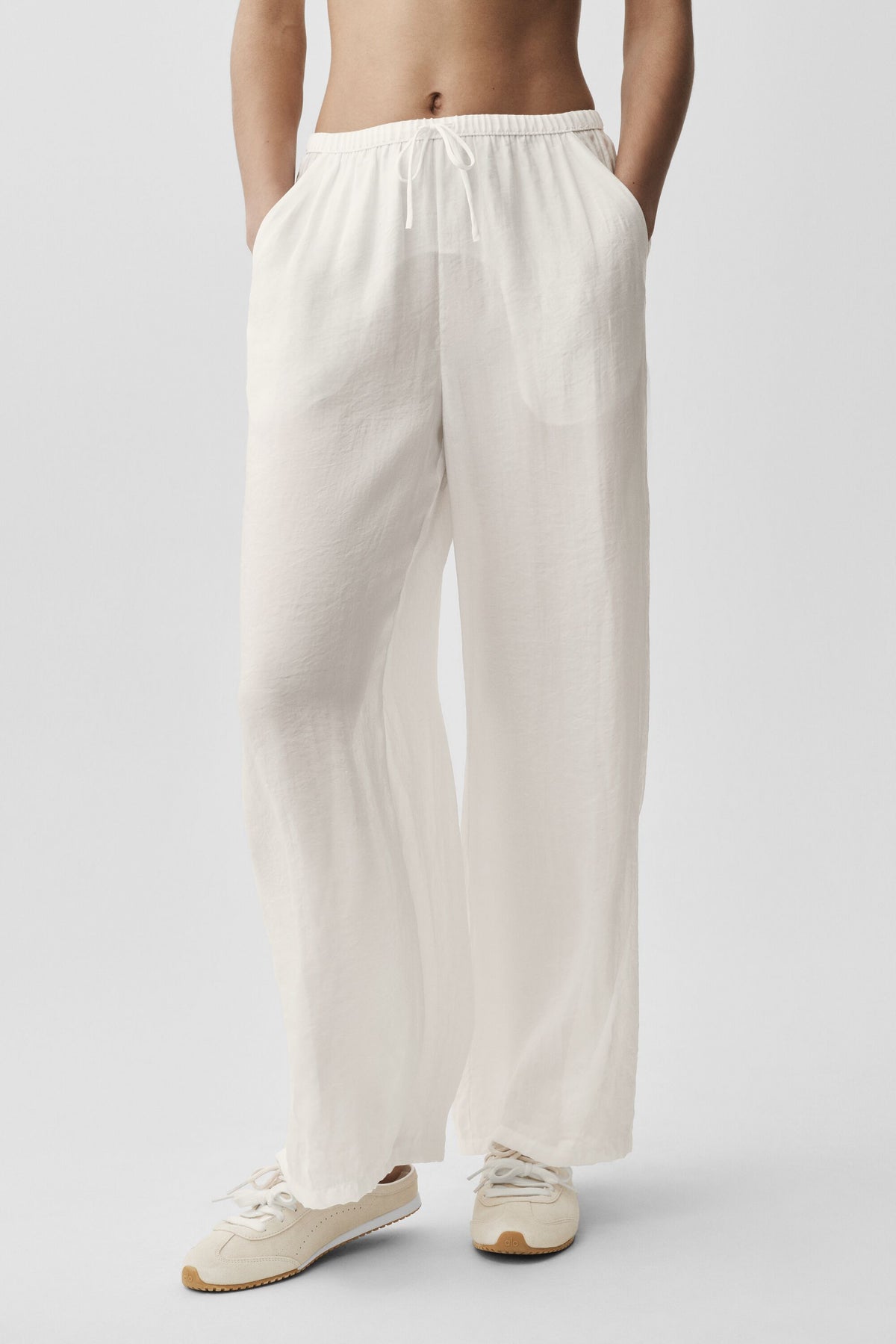 Semi-Sheer Golden Hour High-Waist Straight Leg Pant - Ivory--2