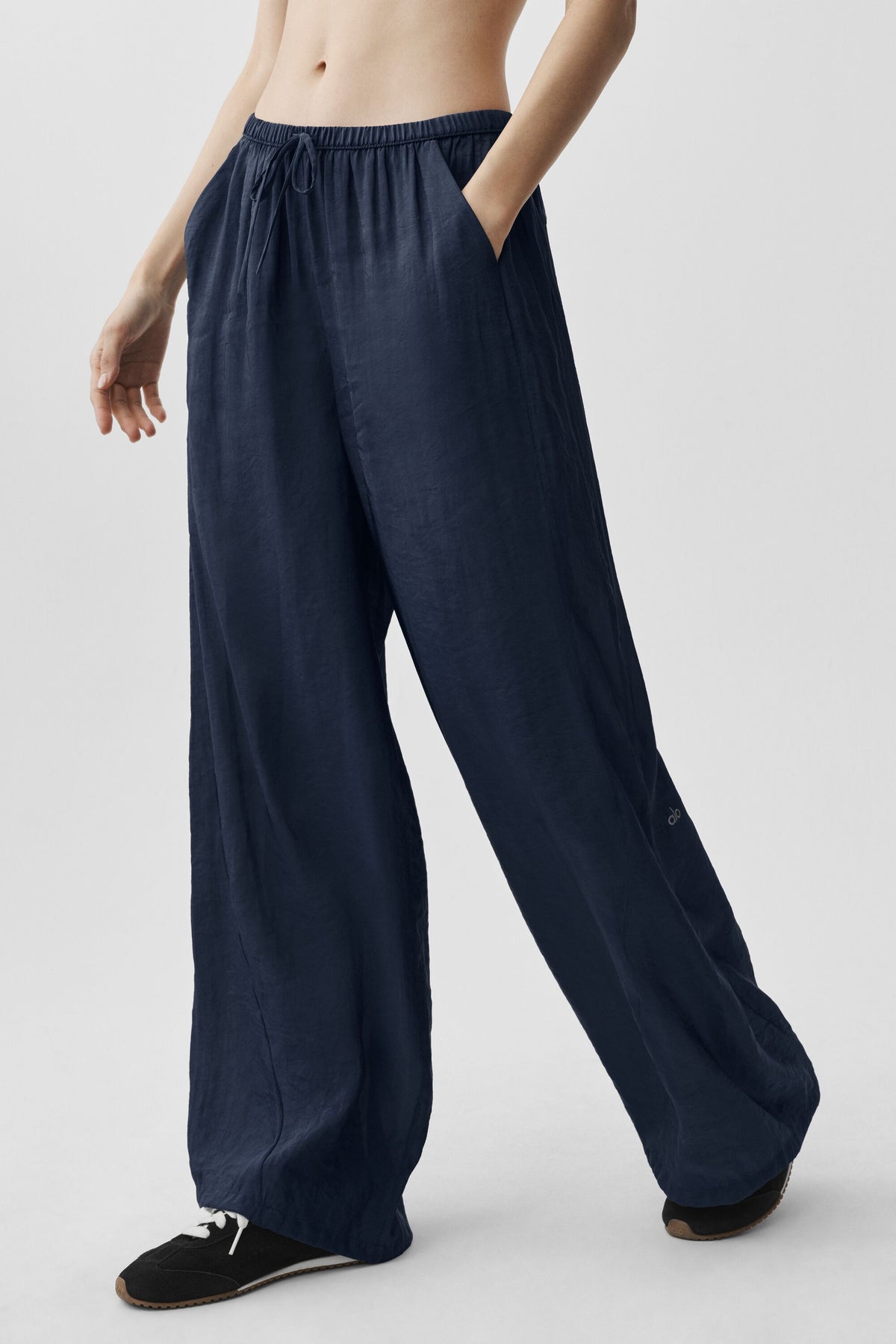 Semi-Sheer Golden Hour High-Waist Straight Leg Pant - Navy--2