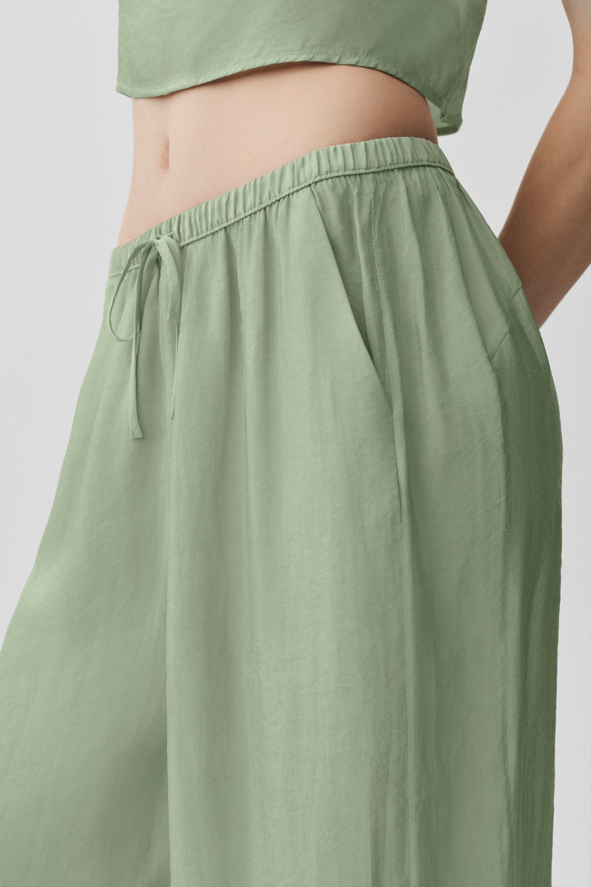 Semi-Sheer Golden Hour High-Waist Straight Leg Pant - Dune Grass--2