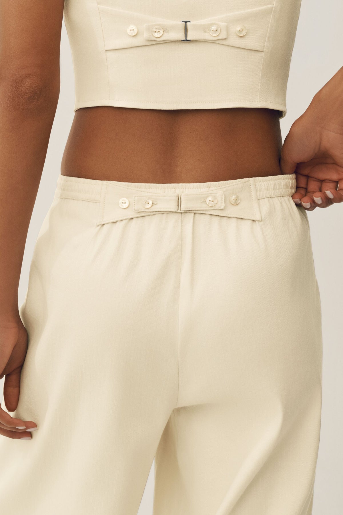 Linen Blend Riviera Wide Leg Pant - Sandy Beige--4