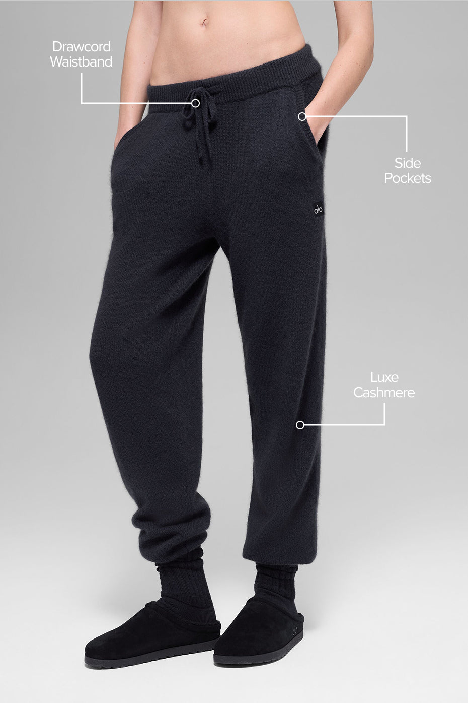 Wool Cashmere High-Waist New Class Jogger - Black--1