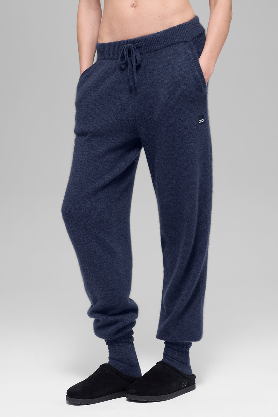 Wool Cashmere High-Waist New Class Jogger - Navy--0