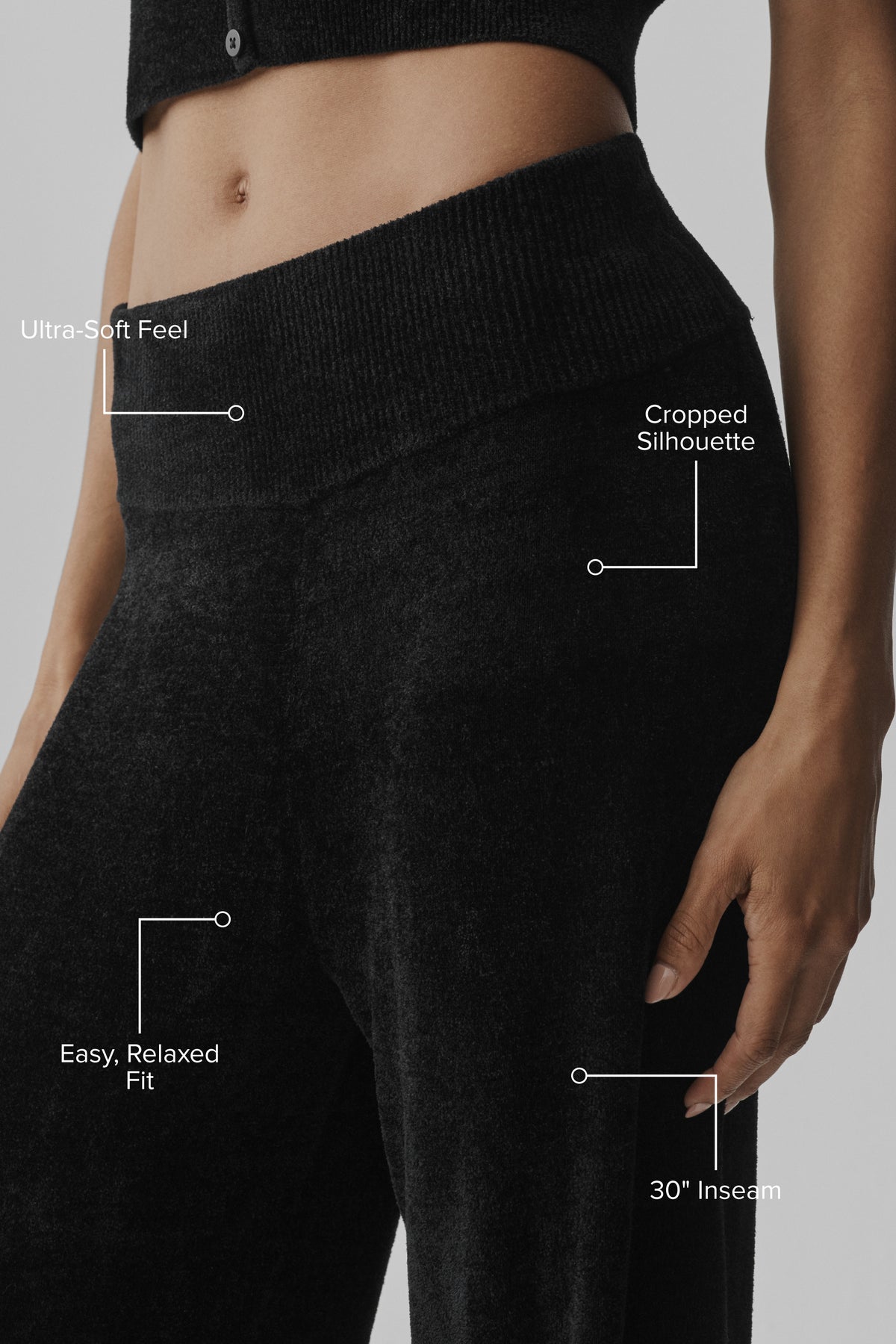 Micro Chenille High-Waist Straight Leg Pant - Black--1
