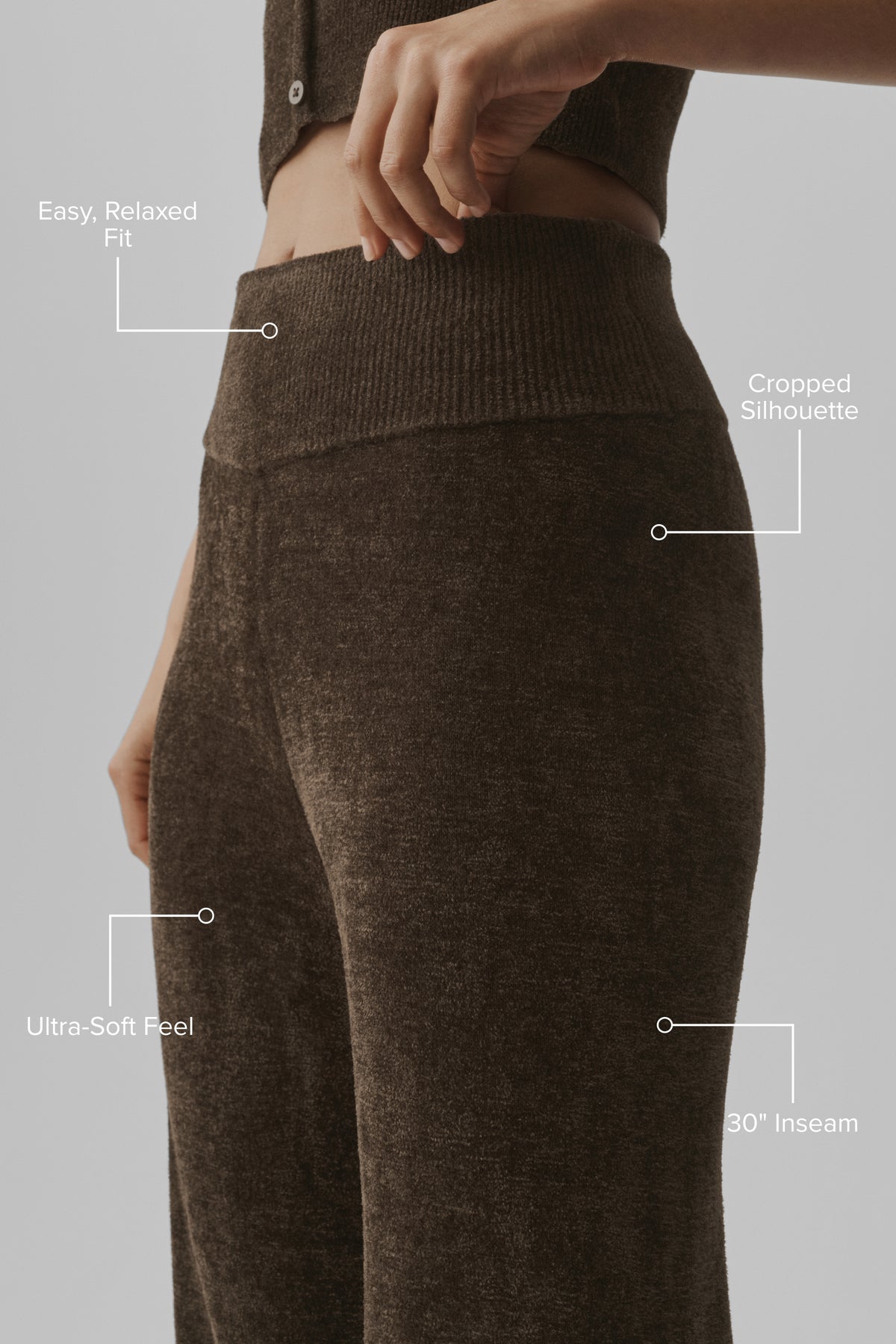 Micro Chenille High-Waist Straight Leg Pant - Espresso--1
