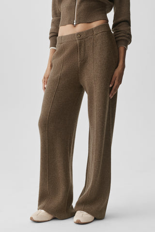Cashmere Wool Low-Rise Harmony Trouser (Regular) - Java Brown Heather