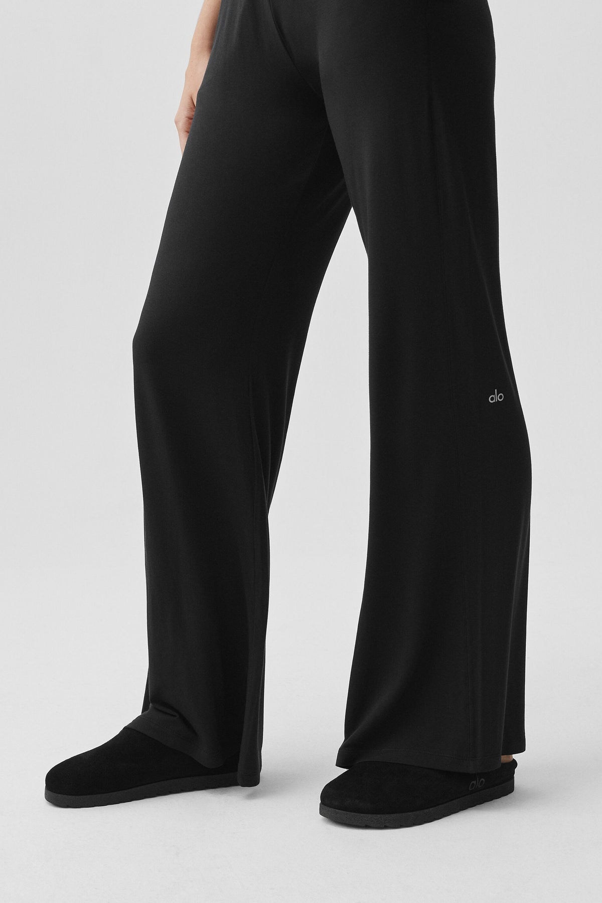 Semi-Sheer Delicate Lounge Flare Pant (Long) - Black--3