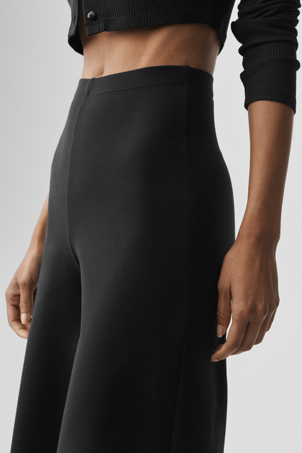 Airbrush High-Waist Wide Leg Pant (Long) - Black--3