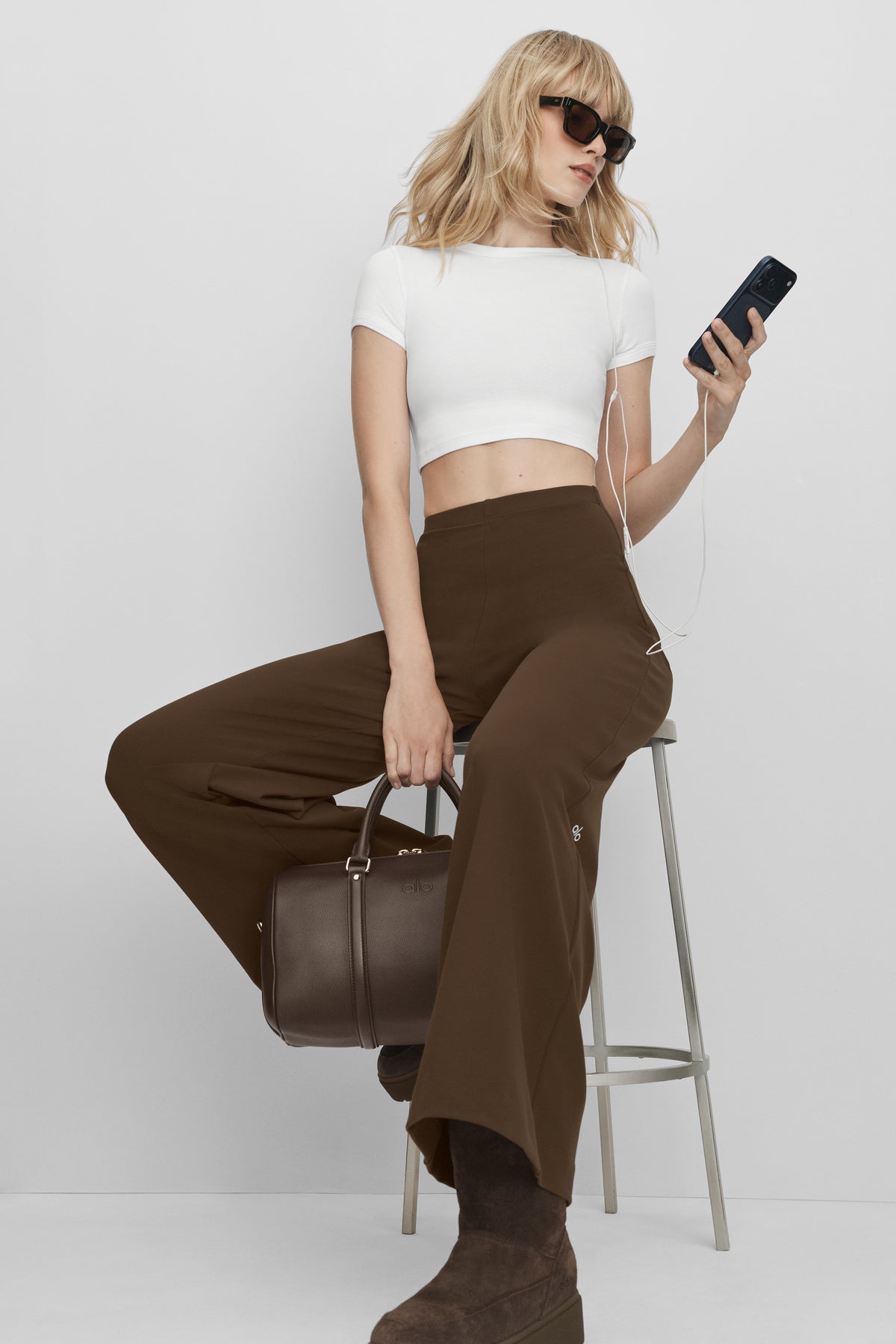 Airbrush High-Waist Wide Leg Pant (Regular) - Espresso--0