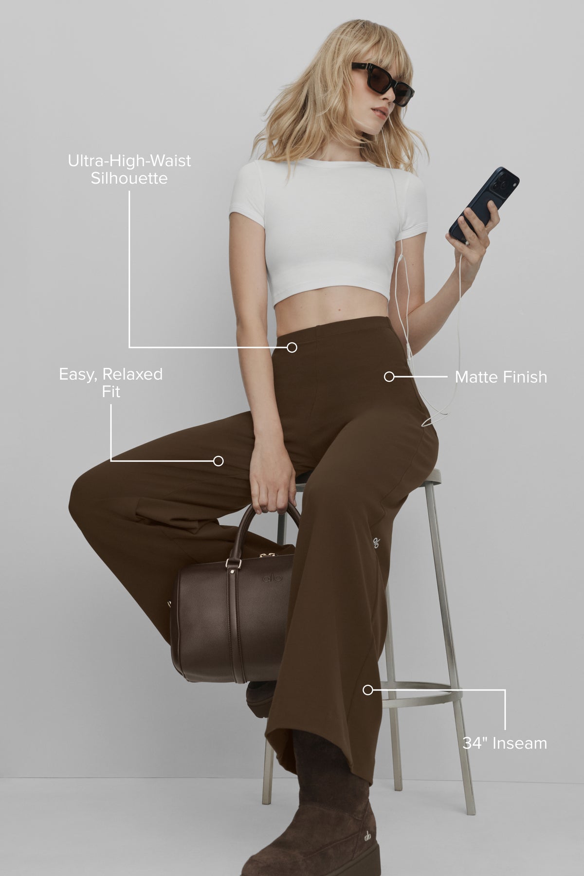 Airbrush High-Waist Wide Leg Pant (Long) - Espresso--1