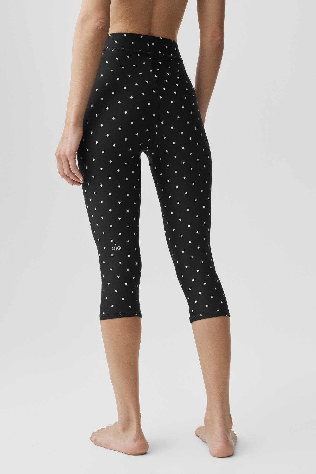 Airlift Polka Dot High-Waist Iconic 90's Capri - Black/White--3