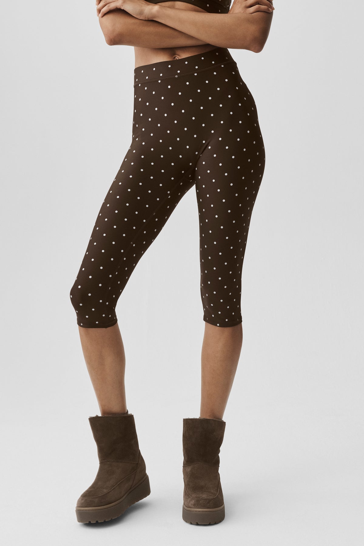 Airlift Polka Dot High-Waist Iconic 90's Capri - Espresso/White--3