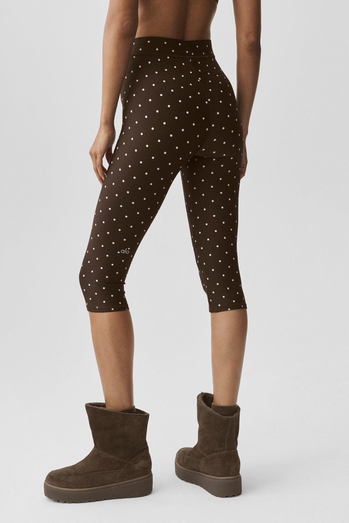 Airlift Polka Dot High-Waist Iconic 90's Capri - Espresso/White--2