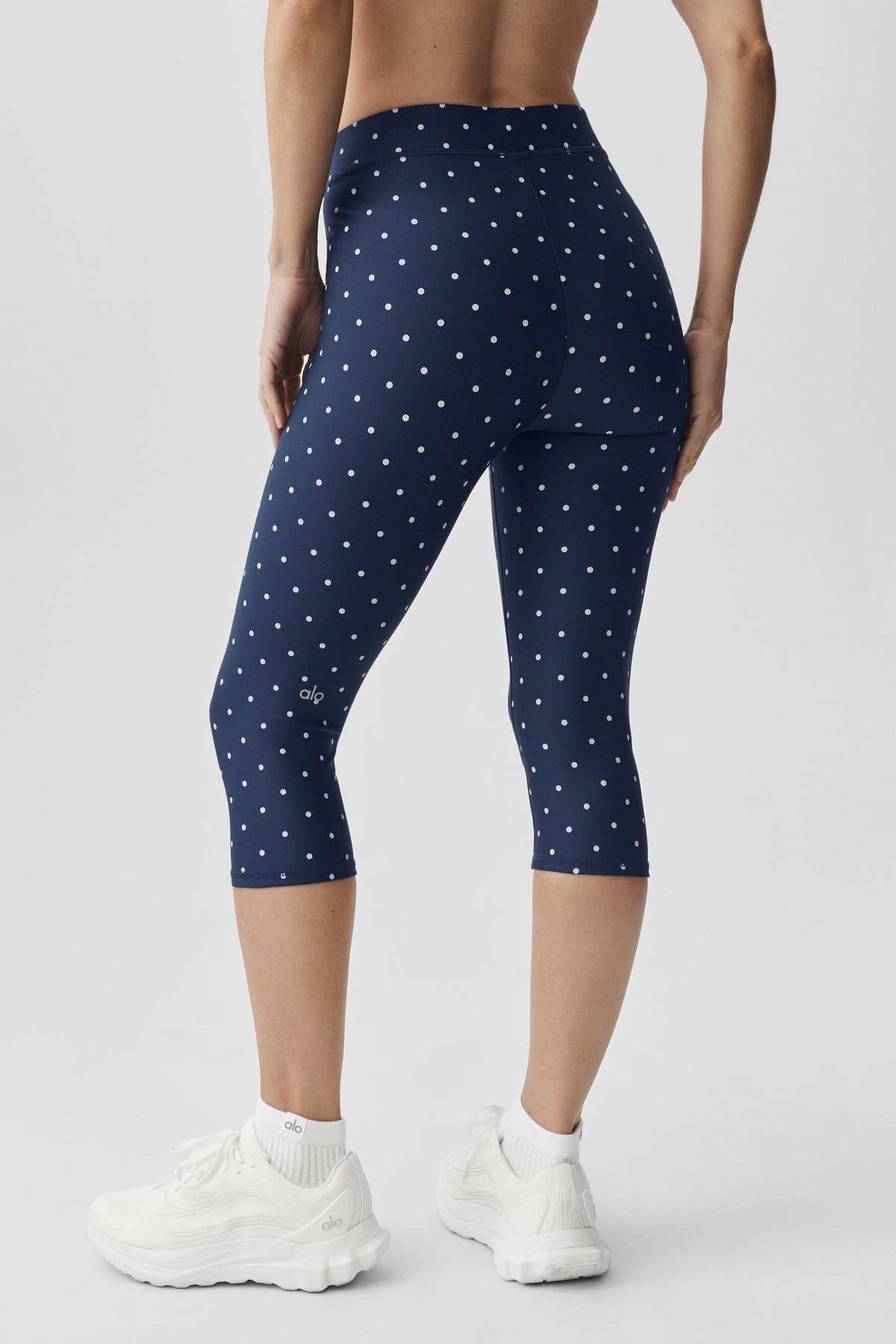 Airlift Polka Dot High-Waist Iconic 90's Capri - Navy/White--2