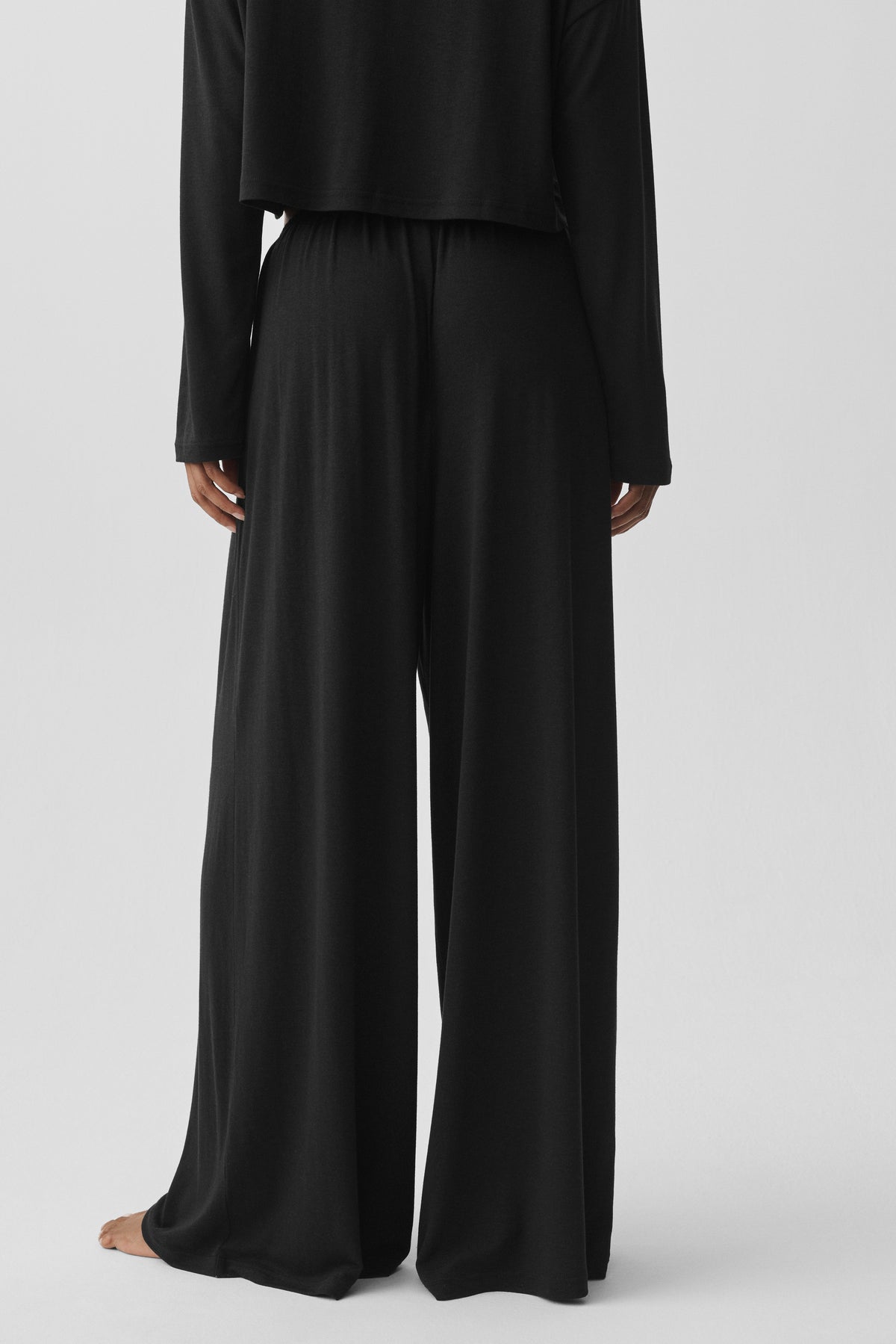 Semi Sheer High-Waist Oasis Wide Leg Pant (Long) - Black--2