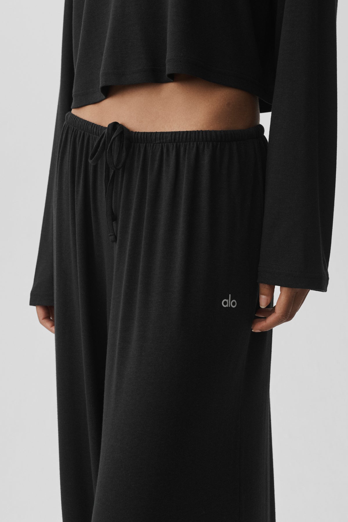Semi Sheer High-Waist Oasis Wide Leg Pant (Regular) - Black--2