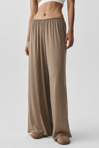 Semi Sheer High-Waist Oasis Wide Leg Pant (Regular) - Java Brown Heather
