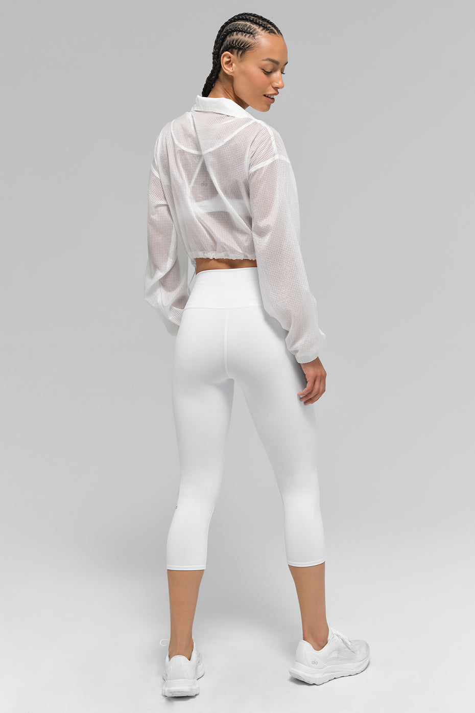 High-Waist Airbrush Capri - White--3