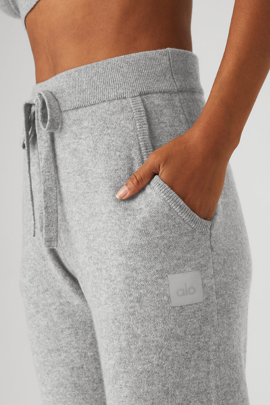 High-Waist Cashmere Jet Set Pant - Dove Grey Heather--3