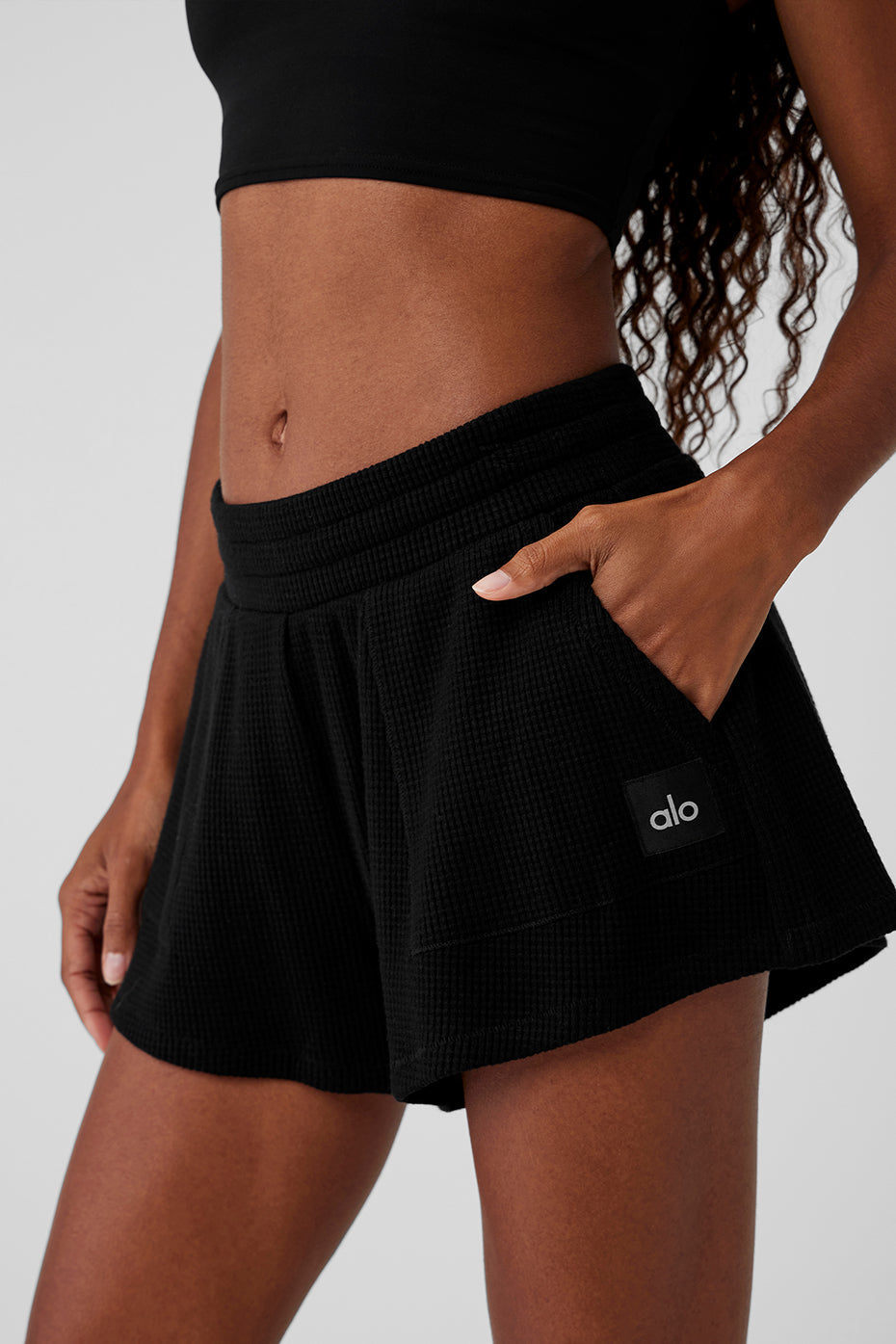 Waffle High-Waist Weekend Escape Short - Black--4