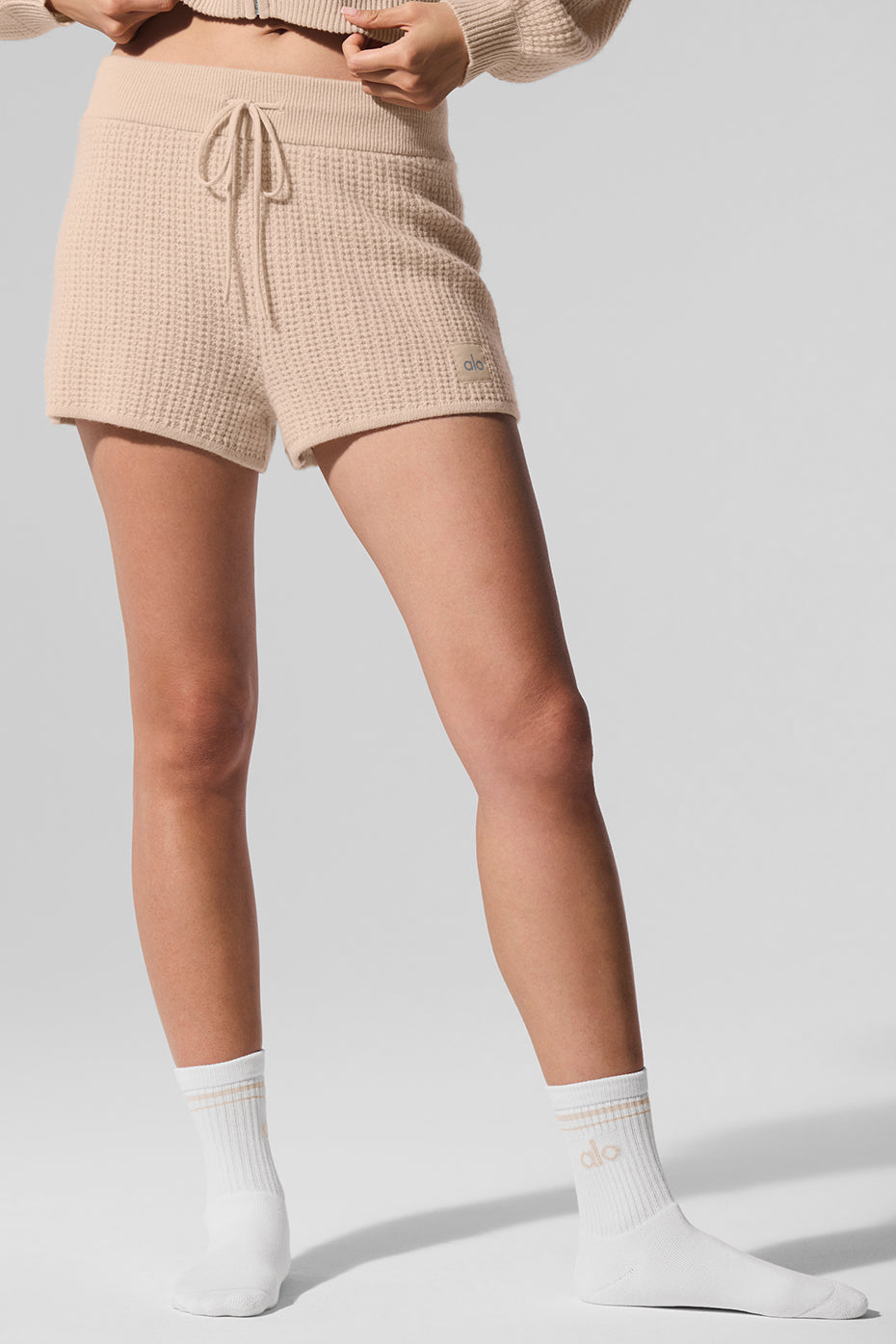 Cashmere High-Waist Plush Waffle Short - Macadamia Blush--0