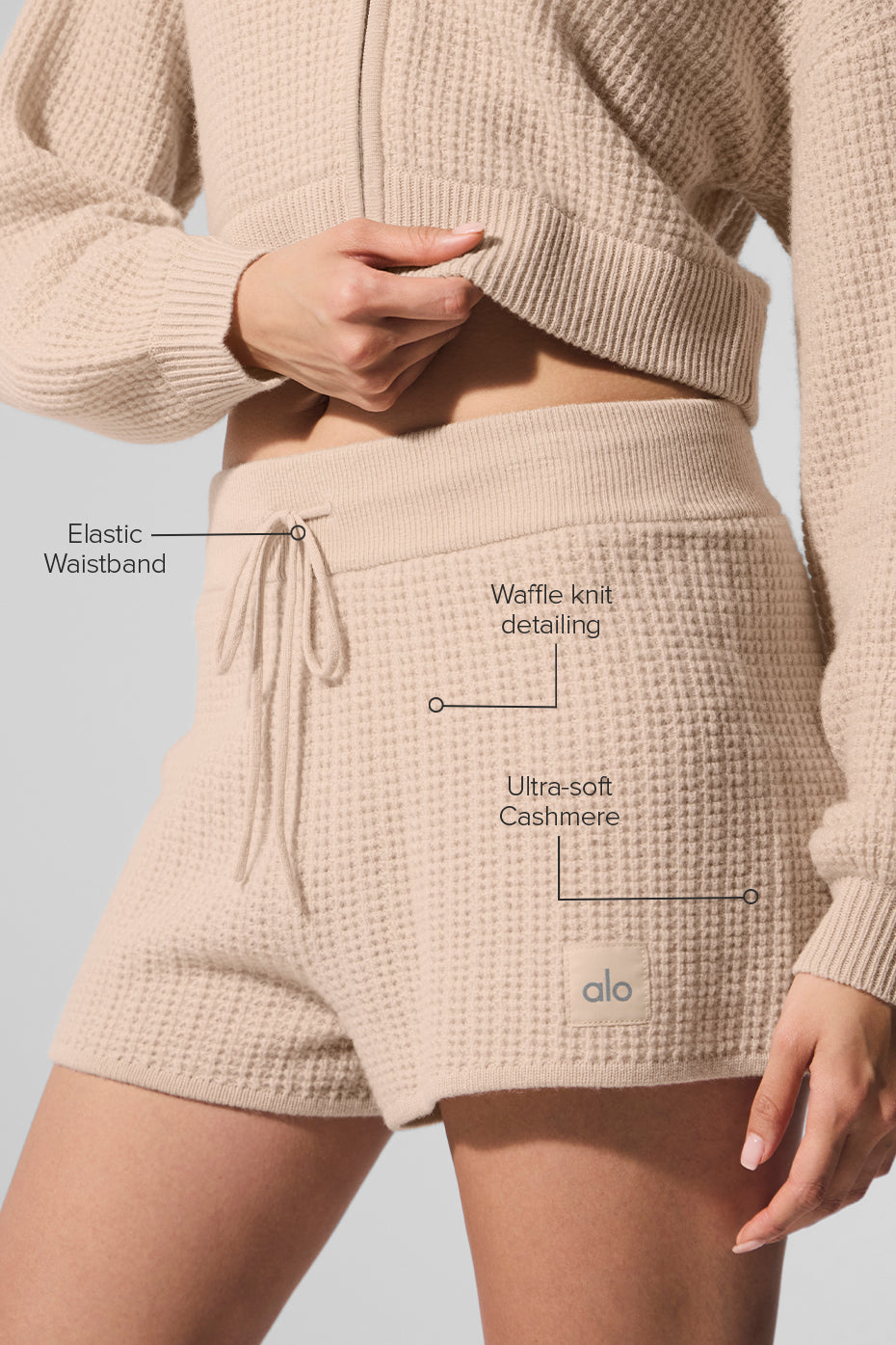 Cashmere High-Waist Plush Waffle Short - Macadamia Blush--1
