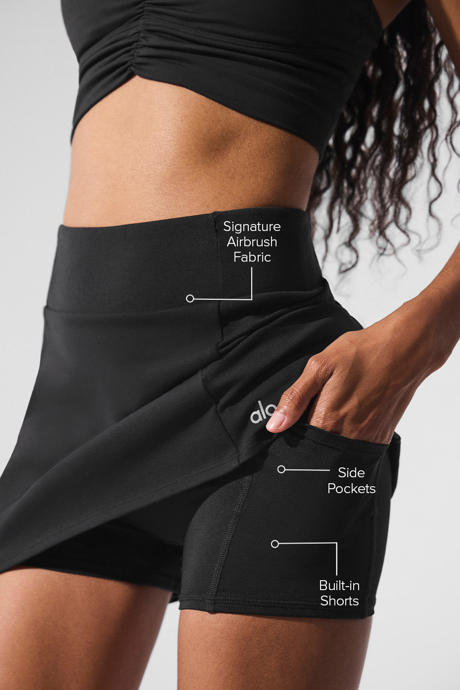 Airbrush High-Waist Good Form Tennis Skirt - Black--1