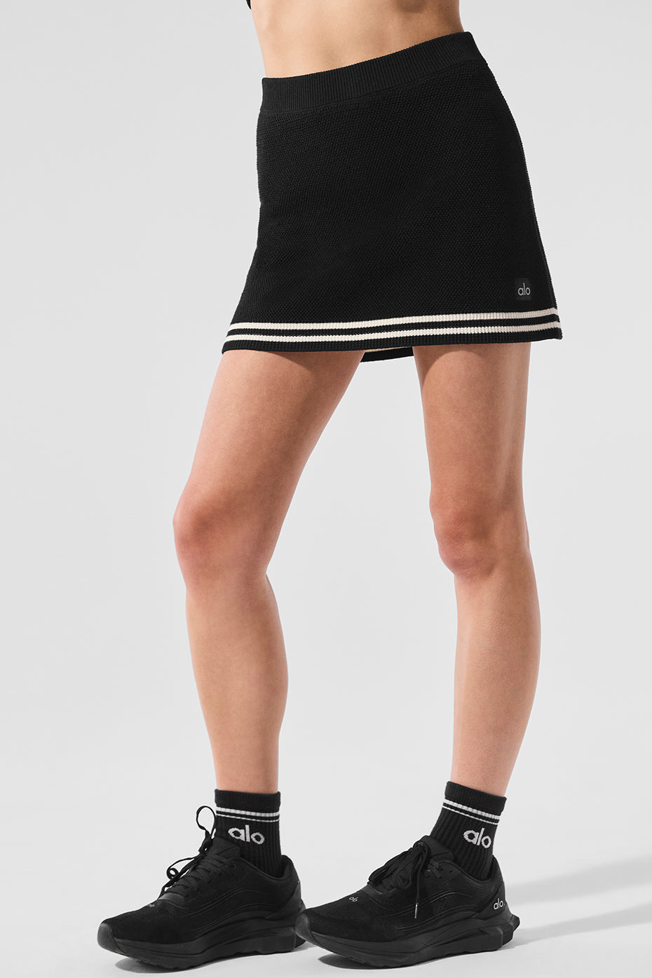 Tennis Club Sweater Knit Skirt - Black/Ivory--3