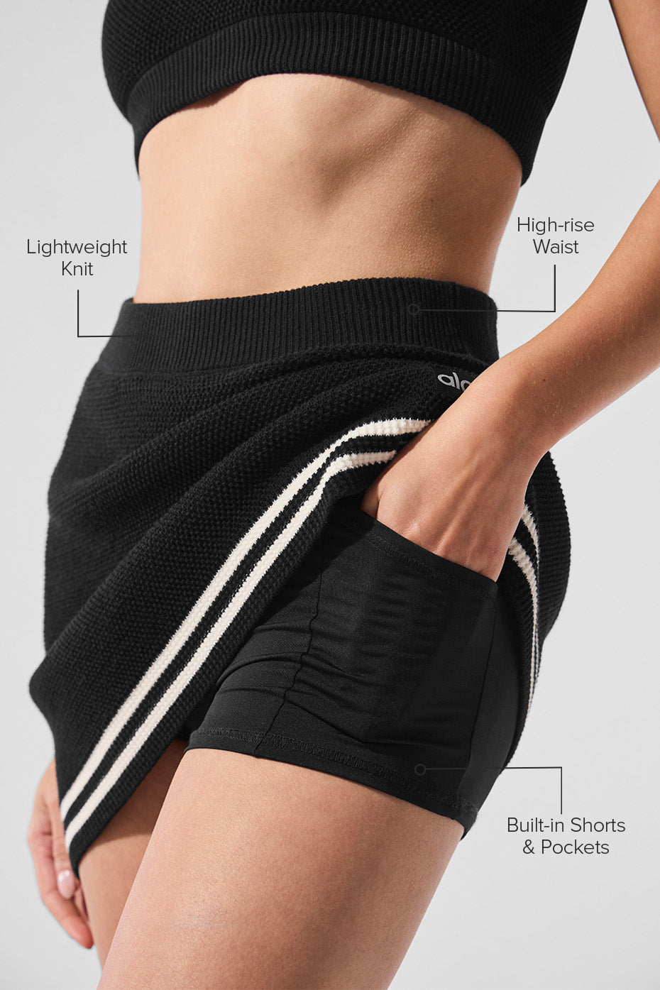 Tennis Club Sweater Knit Skirt - Black/Ivory--1