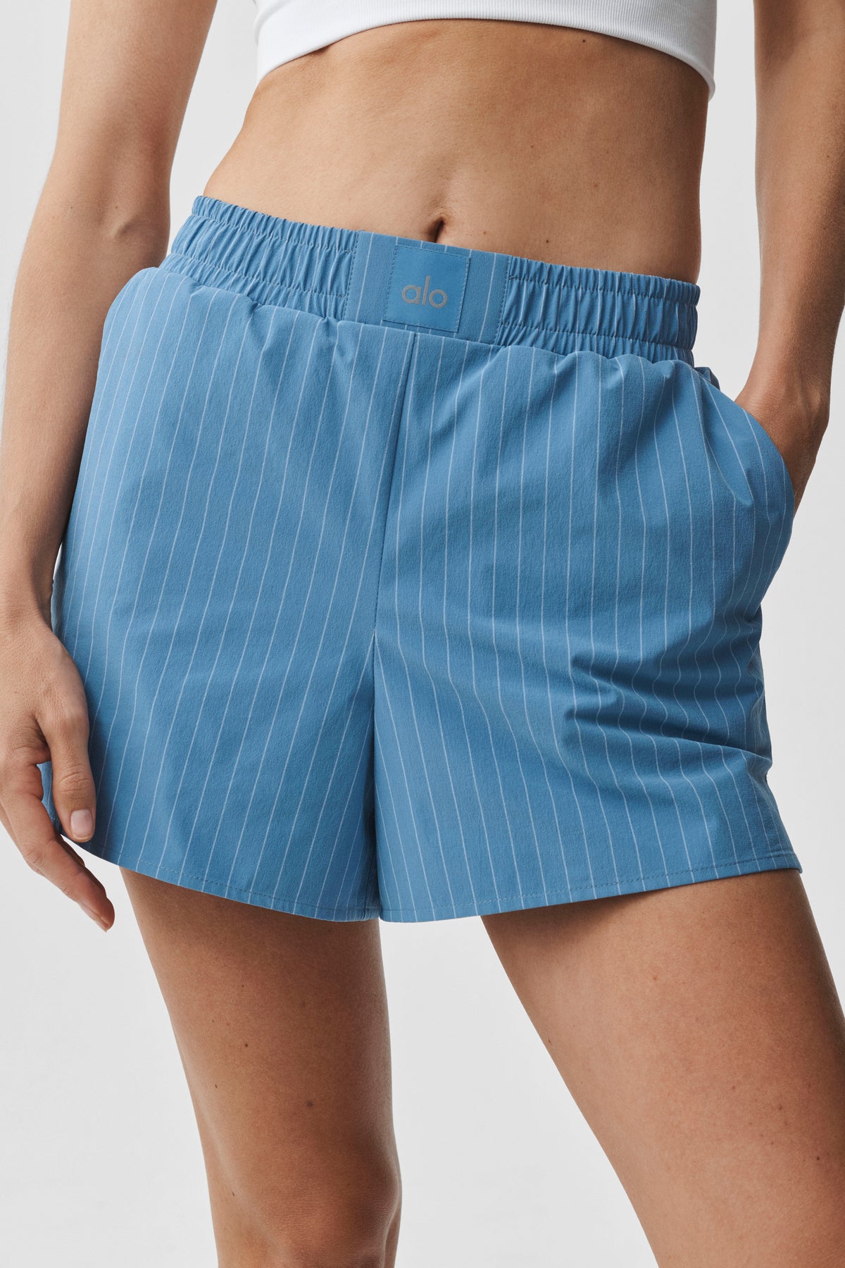 Pinstripe Daylight Boxer Short - California Blue/White--3