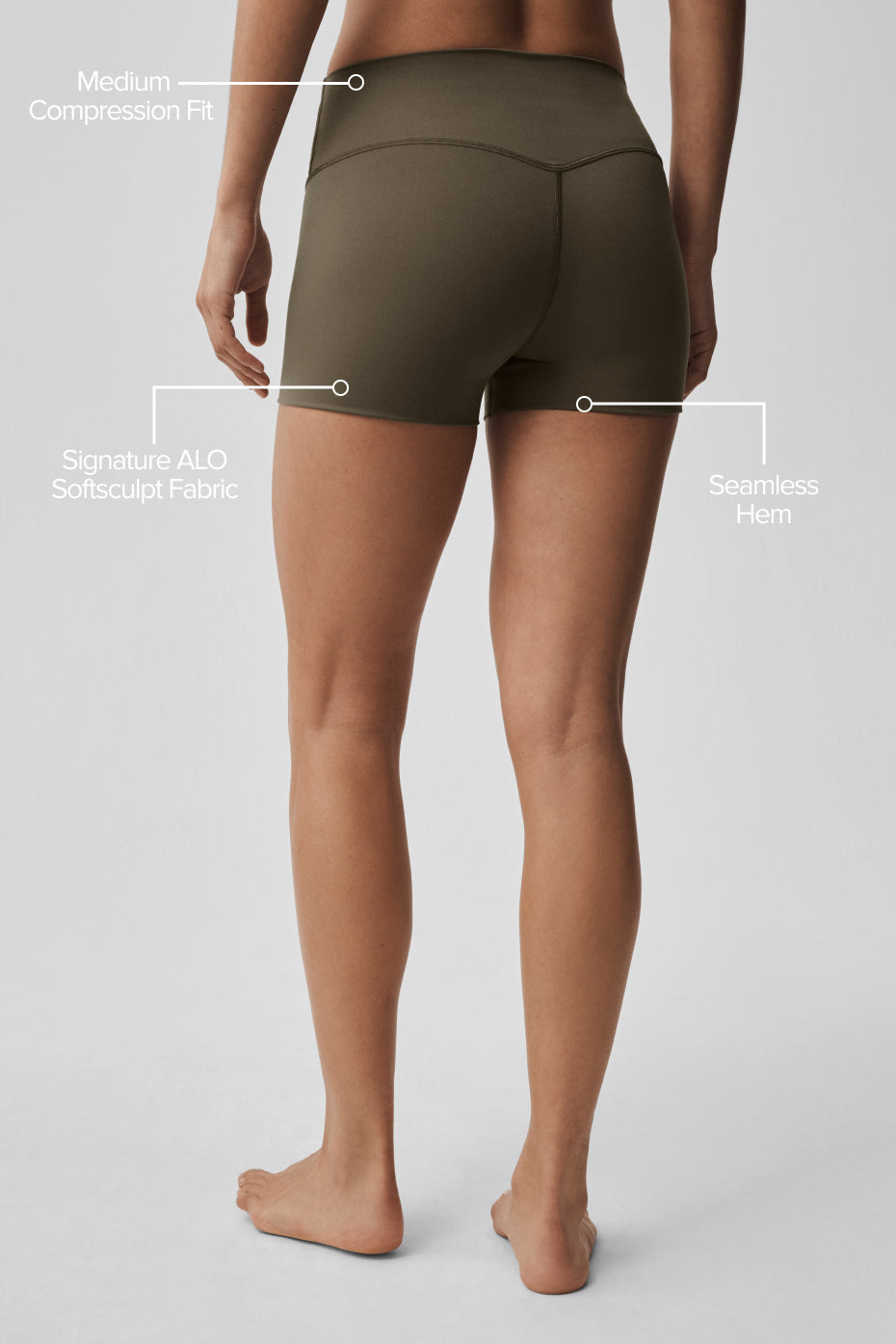 3" ALO Softsculpt High-Waist Precision Short - Olive Tree--1